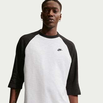 Nike Mens Nike Sportswear Club 3/4-Sleeve Raglan Top in Black | IF0755-010