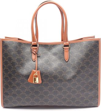 Celine Black Brown Coated Canvas Leather Handbag Tote Bag (Pre-Owned)