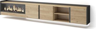 Skraut Home Skraut Home - Mueble Tv, Televisi&oacute;n, Muebles De Sal&oacute;n, Almacenaje, 315x35x50cm, Para Tv Hasta 80, Chimenea El&eacute;ctrica Xxl, Colgado, Suspendido, Led, Es