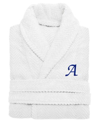 Linum Home Textiles Unisex Herringbone Weave Bathrobe (Monogram, A-Z)