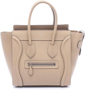 Celine Beige Leather Handbag Tote Bag (Pre-Owned)