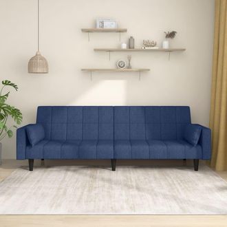 vidaXL Vidaxl - Sof&aacute; Cama De 2 Plazas Con Dos Almohadas Tela Azul