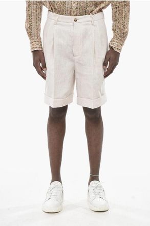Valentino Linen Shorts with Turn-Up Hem size 48