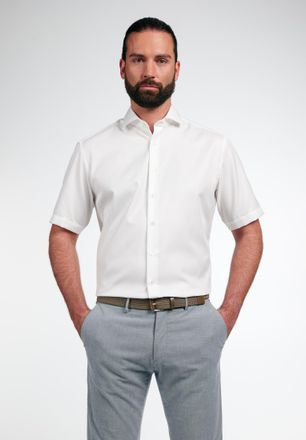 Eterna Kurzarmhemd ETERNA MODERN FIT, Herren, Gr. 41, Normalgr&ouml;ssen, beige, Twill, 100% cotton, tailliert, Hemden Kurzarmhemd