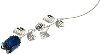 OEM Gran Grabado De Flor Eterna De Rosa Azul Ba&ntilde;ada En Plata Tama&ntilde;o: 30 Cm Sku: Bg1765b