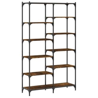 Berkfield Home Bookshelf Smoked Oak 100x32x170 cm Engineered Wood & Iron in Brown | Size: 100 x 32 x 170 cm