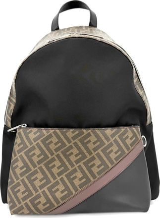 Fendi Zucca Black Brown Nylon Leather Backpack (Pre-Owned)