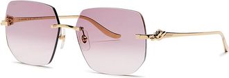 Cartier Cartier Rimless Hexagon-frame Sunglasses - Purple Other - One Size