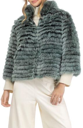Gorski Genuine Shearling Layered Jacket in Emerald Brisa at Nordstrom, Size X-Small
