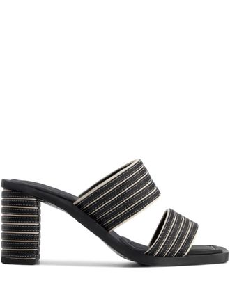 Bernardo Bernardo 1946 70 mm Bari gestreepte sandalen met dubbele bandjes - Zwart