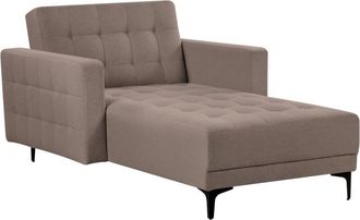 Beliani Chaise Longue Moderna Div&aacute;n Reclinable Tapizado En Tela Capiton&eacute; Gris Pardo Aberdeen