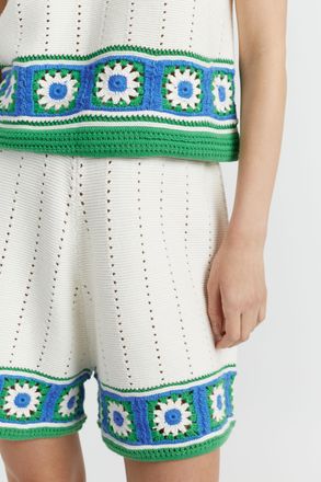 Chinti and Parker Cream Cotton Hand Crochet Shorts