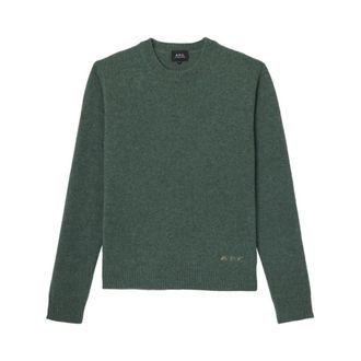 A.P.C. Round-neck Knitwear, male, Green, Size: L Edmond Sweater