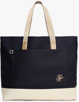 Tommy Hilfiger Mens Colorblock Canvas Tote Bag - Navy