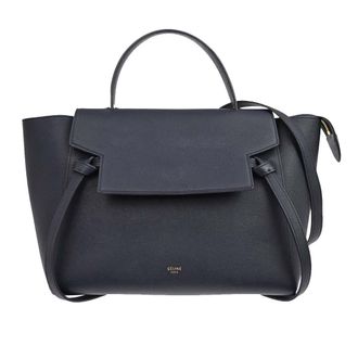 Celine Belt Textured Leather Blue Leather Handbag (Pre-Owned)