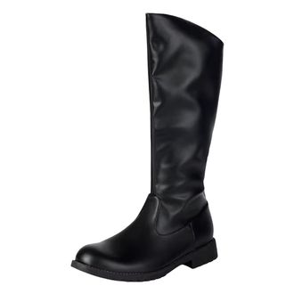 Generic Mens Vintage Riding Boots Round Toe Med Thick Heel Zipper Closure Retro Equestrian Style Daily Wear Tall Boots