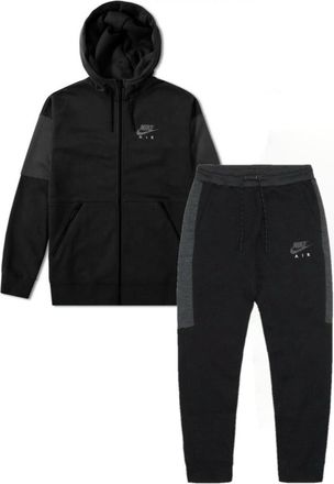 Nike Air heren fleece trainingspak volledige set in zwart