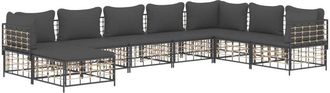 vidaXL Juego De Muebles De Jard&iacute;n 8 Pzas Y Cojines Rat&aacute;n Pe Antracita Vidaxl