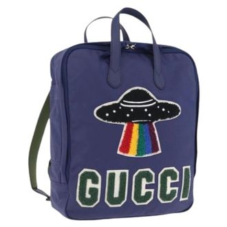 Gucci Pre-owned Vintage Canvas Backpack - unisex - Vintage Rugzakken - Blauw - ONE Size - Vintage