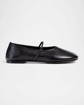 Dear Frances Womens Balla Strap Leather Ballerina Flat Shoes In Black