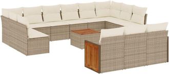 vidaXL Set Sof&aacute;s De Jard&iacute;n 14 Pzas Con Cojines Rat&aacute;n Sint&eacute;tico Beige Vidaxl