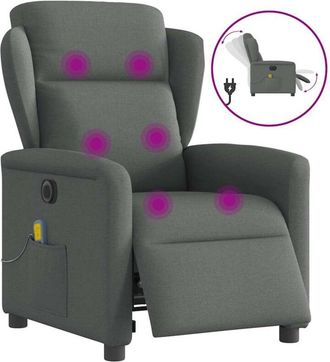 vidaXL Vidaxl - Sill&oacute;n Reclinable De Masaje El&eacute;ctrico Tela Gris Oscuro