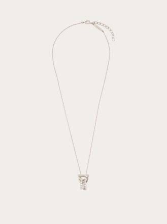 Ferragamo Women Gancini pendant necklace with crystal rings Silver