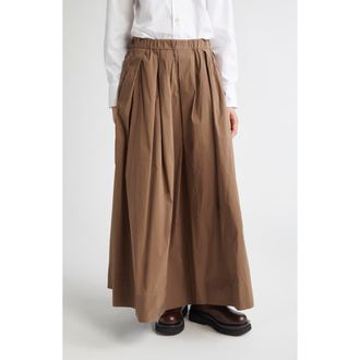 Max Mara Aloe Pleated Micro Faille Maxi Skirt in Brown at Nordstrom, Size 12