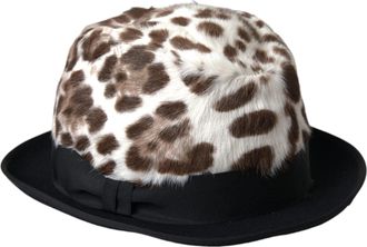 Dolce & Gabbana Multicolor Leopard Women Fedora Hat Goat Leather Cotton Acetate