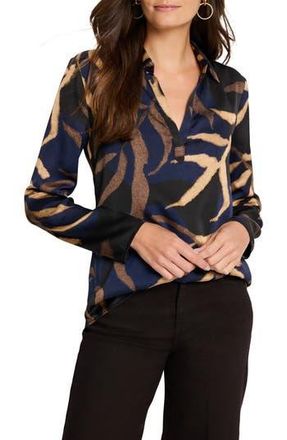 Nic+Zoe Midnight Fern Satin Top in Indigo Multi at Nordstrom Rack, Size Medium