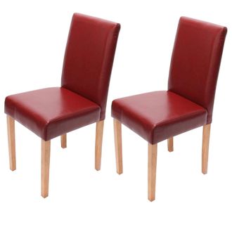 Hhg Hhg - Juego De 2 Sillas De Comedor Silla De Cocina Littau, Cuero, Rojo, Patas Claras