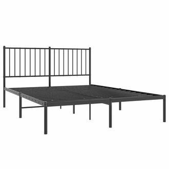 Berkfield Home Metal Bed Frame with Headboard Black 140x200 cm