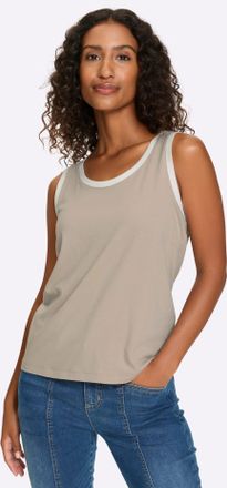 Heine Shirttop HEINE, Damen, Gr. 34, sesam, ecru, 95% Baumwolle, 5% Elasthan, unifarben, Rundhals, Tops Shirttop