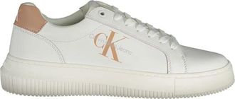 Calvin Klein Witte Leren Dames Sneaker - Dames - Sneakers - Wit - 36 EU - Leer - Schoenen
