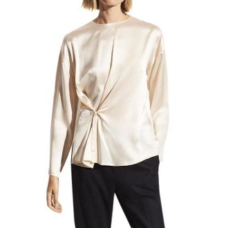 Vince Satin Knotted Ivory Top Size XS