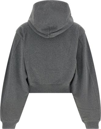 Alexander Wang Logo-Print Cotton Hoodie - gray