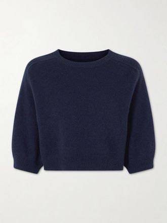 Khaite Pullover Cropped In Misto Lana E Cashmere Lorelai - Blu