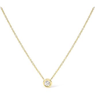 House of Brilliance 10K Gold 1/10 Cttw Round Diamond Modern Bezel-Set Solitaire Pendant Necklace in Yellow Gold at Nordstrom
