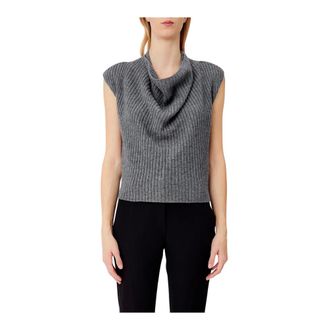 Liu Jo Tops, Dames, Grijs, M, ECS Maglia Chiusa S/M Asimmet