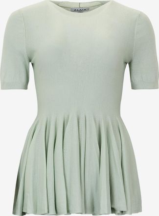 Alaia Feinstrick-Kurzarmtop mit Schoss