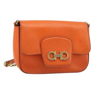 Ferragamo Pre-owned Leather Shoulder Bag - Dames - Vintage Schoudertas - Oranje - ONE Size - Leer - Vintage