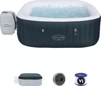 Bestway Vasca Idromassaggio Gonfiabile Bestway Lay-z-spa Ibiza Airjet 180x180x66 Cm Quadrata 4-6 Posti Con Riscaldamento E Massaggio