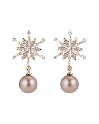 Eyecandy LA Eye Candy La Luxe Collection Rhodium Plated Pearl & Cz Riley Drop Earrings