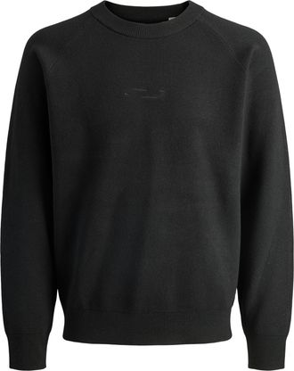 Jack & Jones Strickpullover JACK & JONES JCOFUSION KNIT CREW NECK, Herren, Gr. M, schwarz, Strick, Obermaterial: 88% Polyester, 12% Nylon, unifarben, relaxed fit n