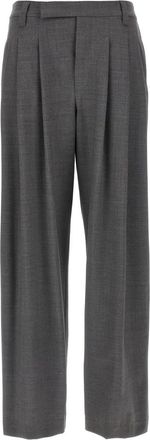 Brunello Cucinelli Sartorial Baggy Broeken - Dames - Wijde Broeken - Grijs - L - Wol - Broeken