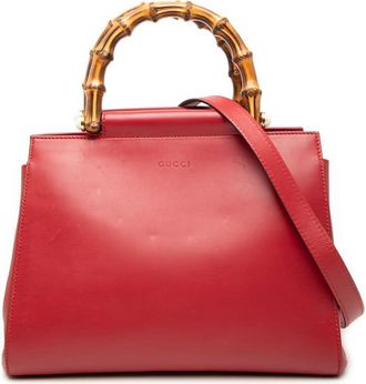 Gucci Pre-owned Gucci Small Leather Bamboo Nymphaea Satchel Ladies 453767 200047