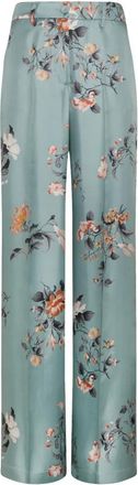 Momoni Wijde zijden twill broek met Franse zakken - Dames - Wijde Broeken - Veelkleurig - S - Broeken
