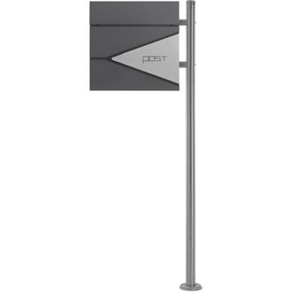 ML Design Ecd Germany Buz&oacute;n De Correo Con Soporte Lateral Plateado Para Cartas Con Compartimento Para Peri&oacute;dico 37 X 37 X 11 Cm Acero Inoxidable Con 2 Llaves So