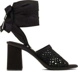 Miu Miu Sandalen met stoffen bandjes - Dames - Sandalen met hakken - Zwart - 36 1/2 EU - Schoenen