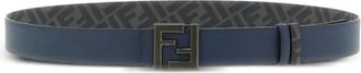 Fendi Blue/Grey Signature Reversible Belt